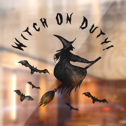 Halloween Flying Witch Spooky Full Moon Black Window Cling