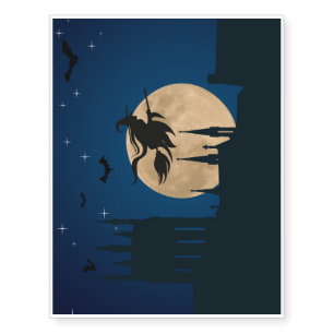 Halloween flying witch temporary tattoos