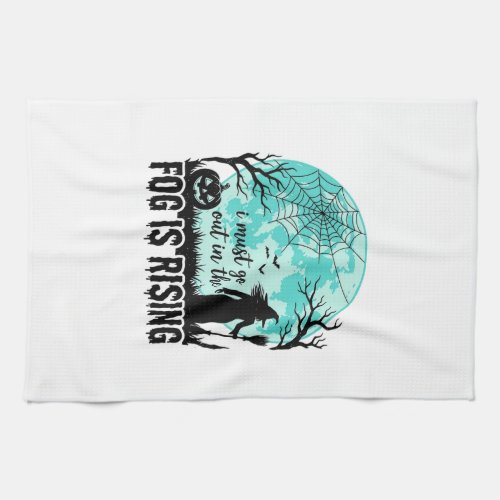 Halloween Fog Is Rising Witch Pumpkin Vintage Shir Kitchen Towel