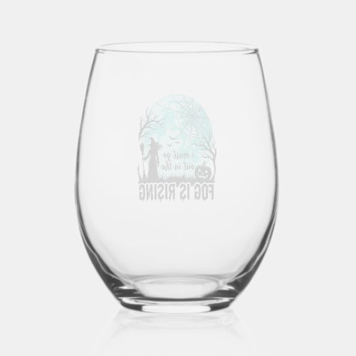 Halloween Fog Is Rising Witch Pumpkin Vintage Shir Stemless Wine Glass