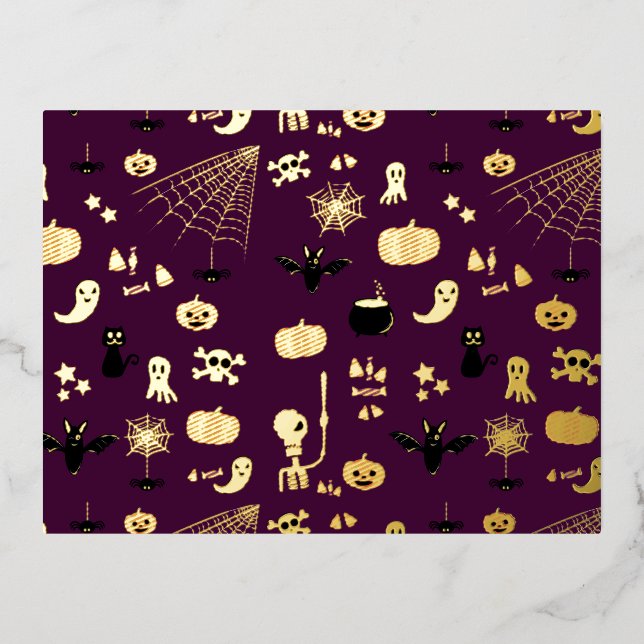 Halloween Foil Holiday Postcard (Front)