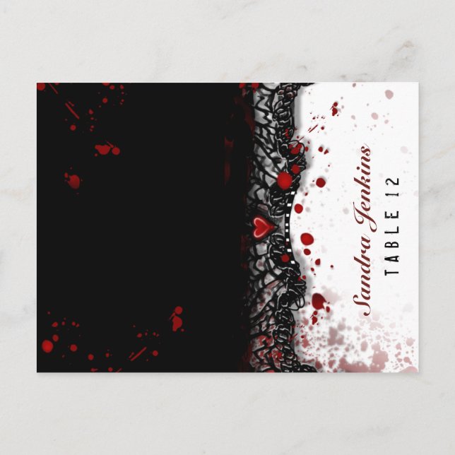 Halloween FOLDING PlaceCard Blood Splattered Names Postcard (Back)