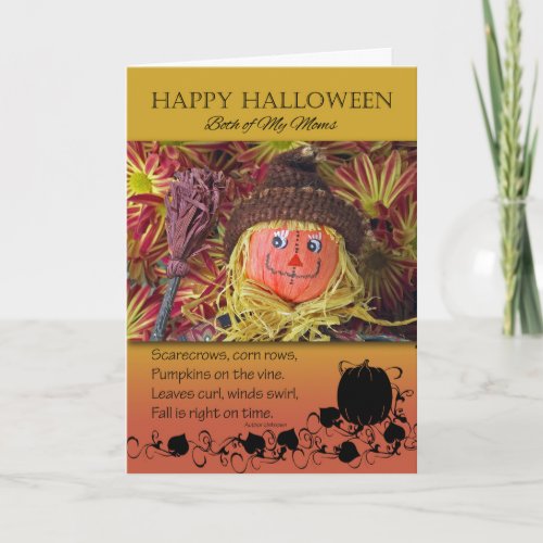 Halloween for Both of My Moms Scarecrow and Poem Card