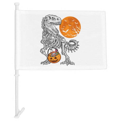 halloween for boys kids dinosaur skeleton t rex car flag