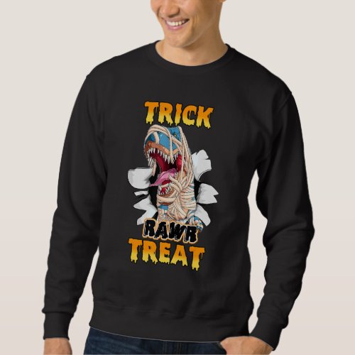 Halloween  For Boys Kids Dinosaur T Rex Trick Raw  Sweatshirt