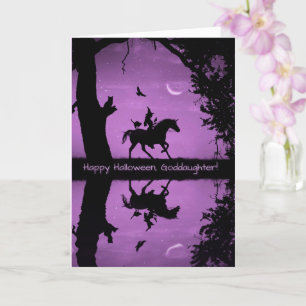 Halloween for Goddaughter Cute Witch and Animals Card
