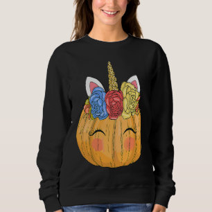 Halloween  for Kids Girls Cute Unicorn Pumpkin Sweatshirt