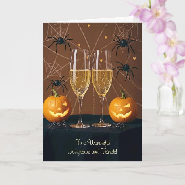 Halloween for Neighbors and Friends Cute Cheers Card (Orchid)