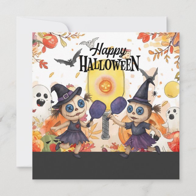 Halloween for Pickleball Player Party  Holiday Card (Front)
