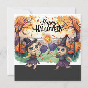 Halloween for Pickleball Player Party Holiday Card