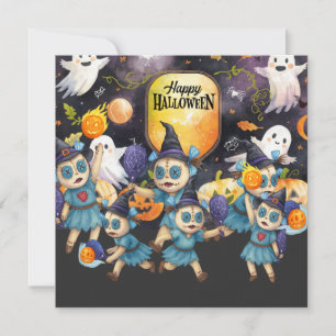 Halloween for Pickleball Player Party Holiday Card