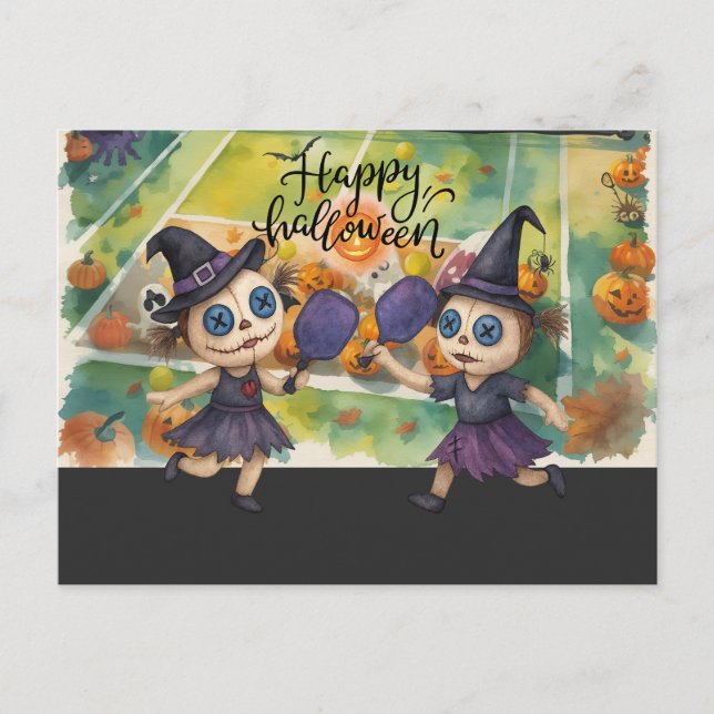 Halloween for Pickleball Player Party  Holiday Postcard (Front)