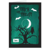 Halloween for Son Owl Crooked Tree Moon Bats Poem (Front)