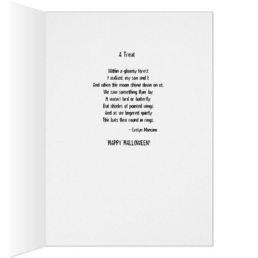 Halloween for Son Owl Crooked Tree Moon Bats Poem (Inside (Right))