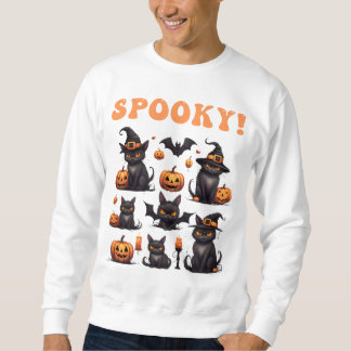 Halloween for Teens & Couples with Spooky Cats Sweatshirt