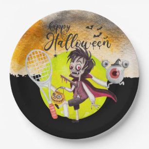 Halloween for Tennis Player with racket and ball Paper Plates