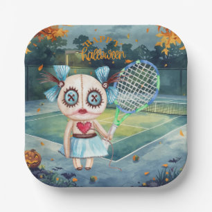 Halloween for Tennis Player with racket Paper Plates