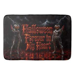 Halloween Forever In My Heart Gothic Pumpkin Jack Bath Mat