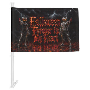 Halloween Forever In My Heart Gothic Pumpkin Jack  Car Flag