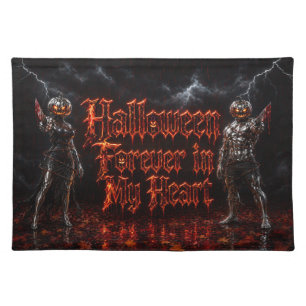 Halloween Forever In My Heart Gothic Pumpkin Jack Cloth Placemat