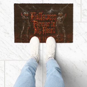 Halloween Forever In My Heart Gothic Pumpkin Jack Fiber Doormat
