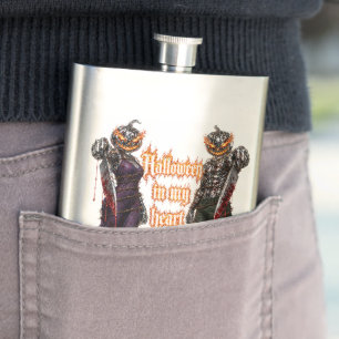 Halloween Forever In My Heart Gothic Pumpkin Jack Flask