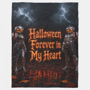 Halloween Forever In My Heart Gothic Pumpkin Jack Fleece Blanket