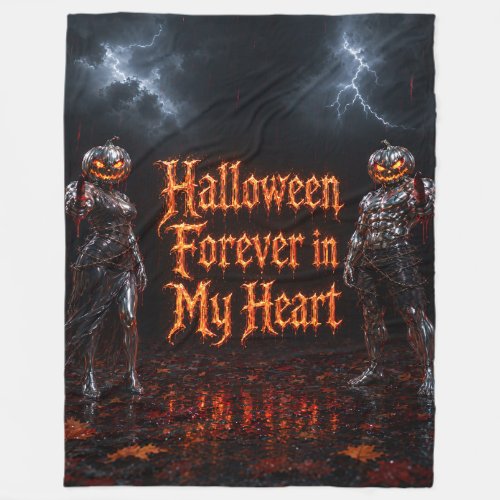 Halloween Forever In My Heart Gothic Pumpkin Jack  Fleece Blanket