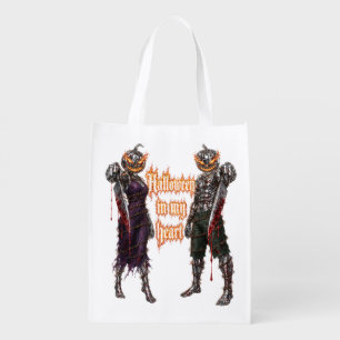 Halloween Forever In My Heart Gothic Pumpkin Jack Grocery Bag