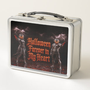 Halloween Forever In My Heart Gothic Pumpkin Jack Metal Lunch Box