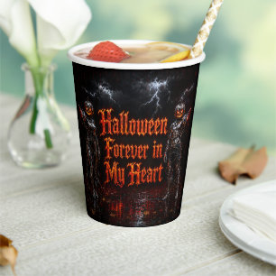 Halloween Forever In My Heart Gothic Pumpkin Jack Paper Cups