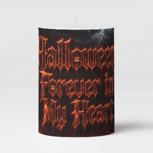 Halloween Forever In My Heart Gothic Pumpkin Jack Pillar Candle