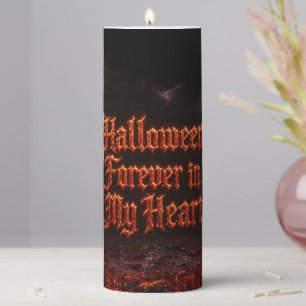 Halloween Forever In My Heart Gothic Pumpkin Jack Pillar Candle