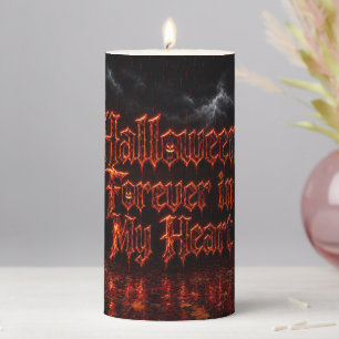 Halloween Forever In My Heart Gothic Pumpkin Jack Pillar Candle