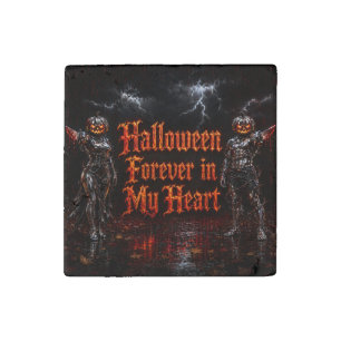 Halloween Forever In My Heart Gothic Pumpkin Jack Stone Magnet