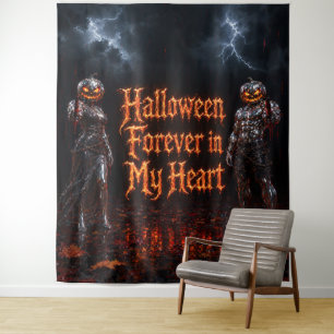 Halloween Forever In My Heart Gothic Pumpkin Jack Tapestry