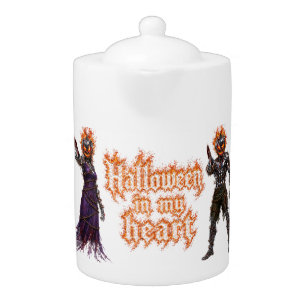 Halloween Forever In My Heart Gothic Pumpkin Jack  Teapot