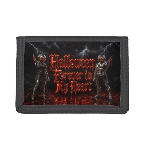 Halloween Forever In My Heart Gothic Pumpkin Jack  Trifold Wallet