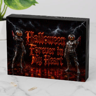 Halloween Forever In My Heart Gothic Pumpkin Jack Wooden Box Sign