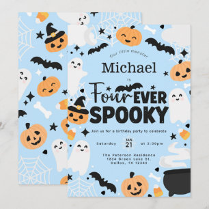 Halloween Four Ever Spooky 4th Birthday Party Invitation