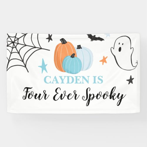 Halloween Four Ever Spooky pumpkins 4th Birthday Banner