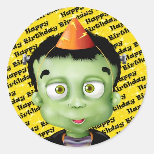 Halloween Frankenstein Birthday Classic Round Sticker