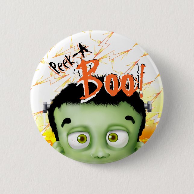 Halloween Frankenstein Monster Peek A Boo Button (Front)
