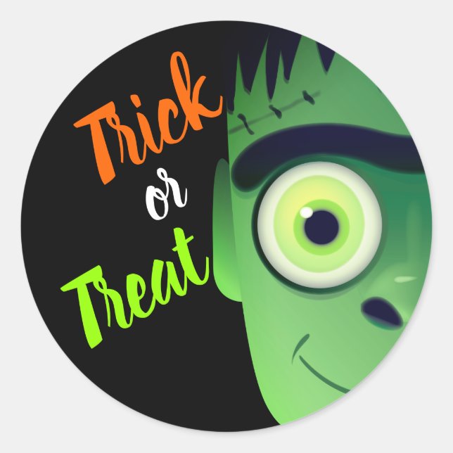 Halloween Frankenstein Monster Trick Or Treat Classic Round Sticker (Front)