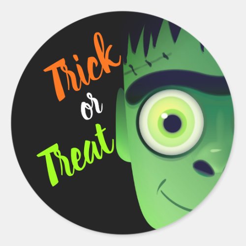 Halloween Frankenstein Monster Trick Or Treat Classic Round Sticker