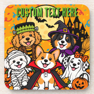 Halloween frankenstein witch vampire Dogs Plastic Beverage Coaster