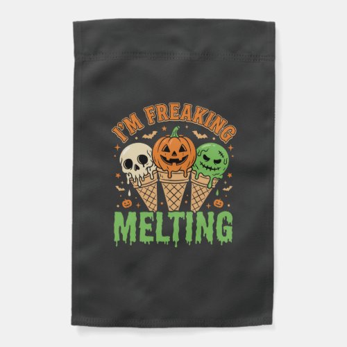 Halloween Freaking Melting Ice Cream Garden Flag