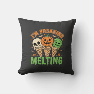 Halloween Freaking Melting Ice Cream Throw Pillow