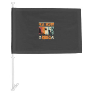 Halloween Free Broom Rides Witch Cat Car Flag