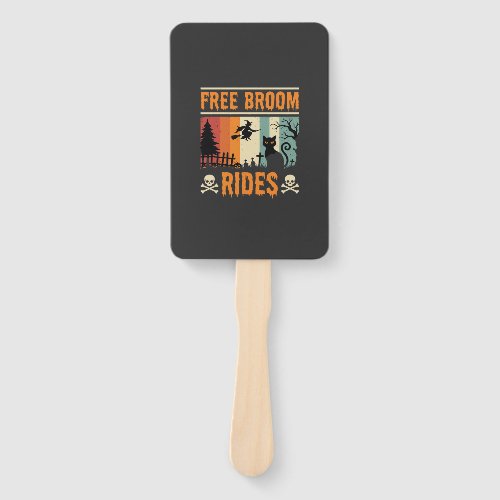 Halloween Free Broom Rides Witch Cat Hand Fan
